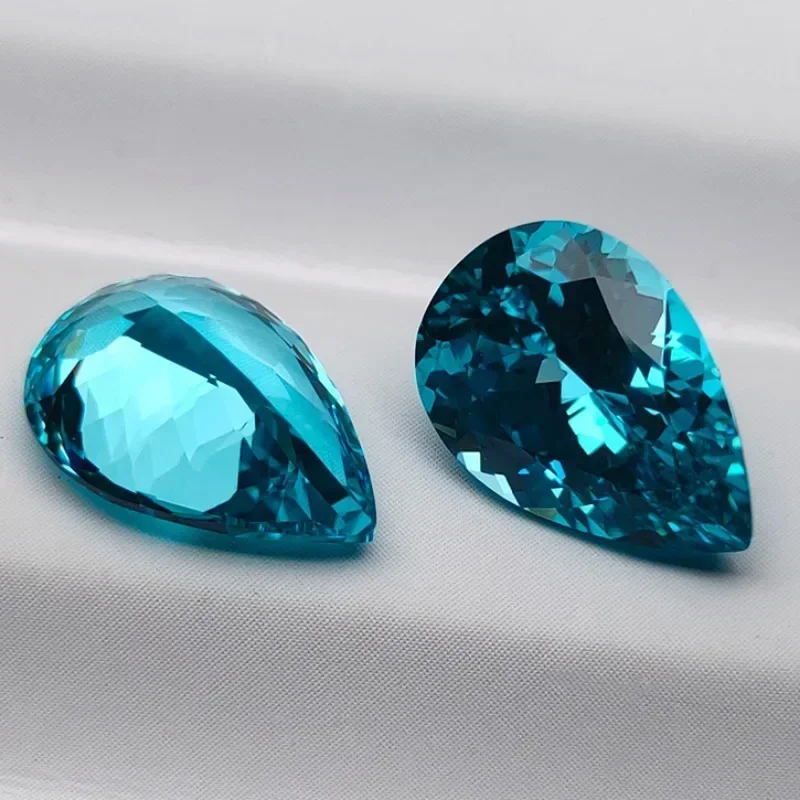 مختبر نمت Paraiba الأحجار الكريمة الكمثرى شكل أعلى جودة خرز تميمة DIY بها بنفسك خواتم المجوهرات صنع المواد اختيار AGL شهادة