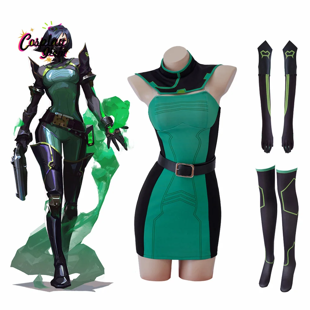 

Game Valorant Snake Sabine Assasin Viper Cosplay Costume Sexy Women Viper Battle Suit Full Set Halloween Carnival Costume