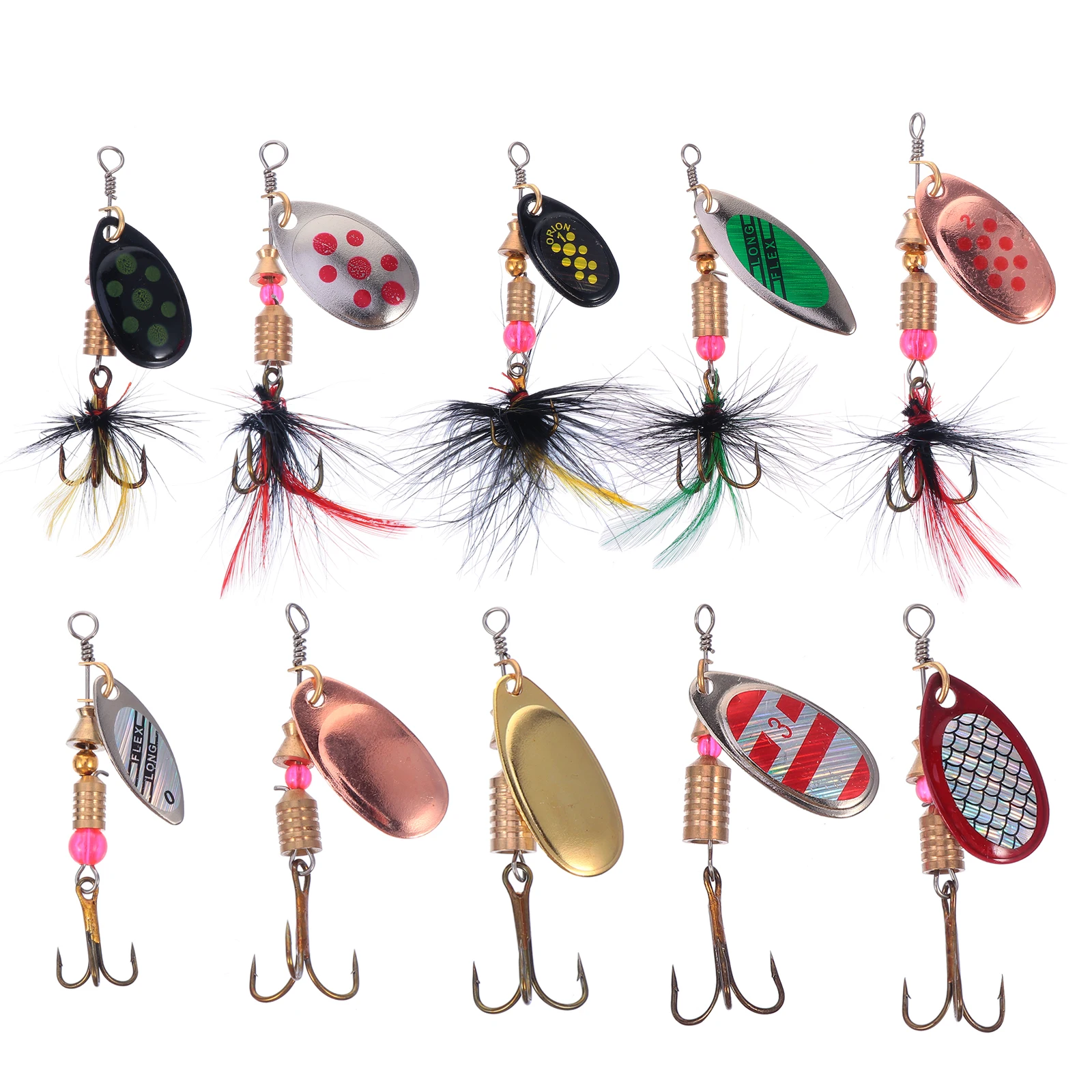 

10pcs Spinnerbaits Fishing Lures Rotating Sequin Crankbaits Kit Artificial Rattlins Silicone Baits Storage