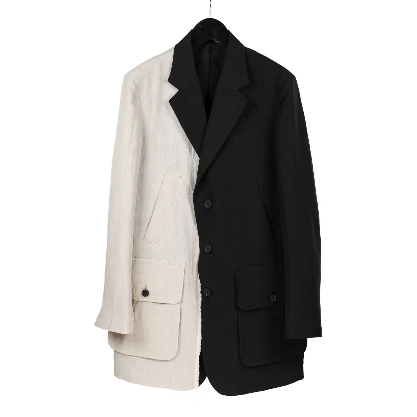 

TOP-YAMAMOTO льняной пиджак, мужской элитный повседневный, свободный и дышащий небольшой пиджак из хлопка и льна