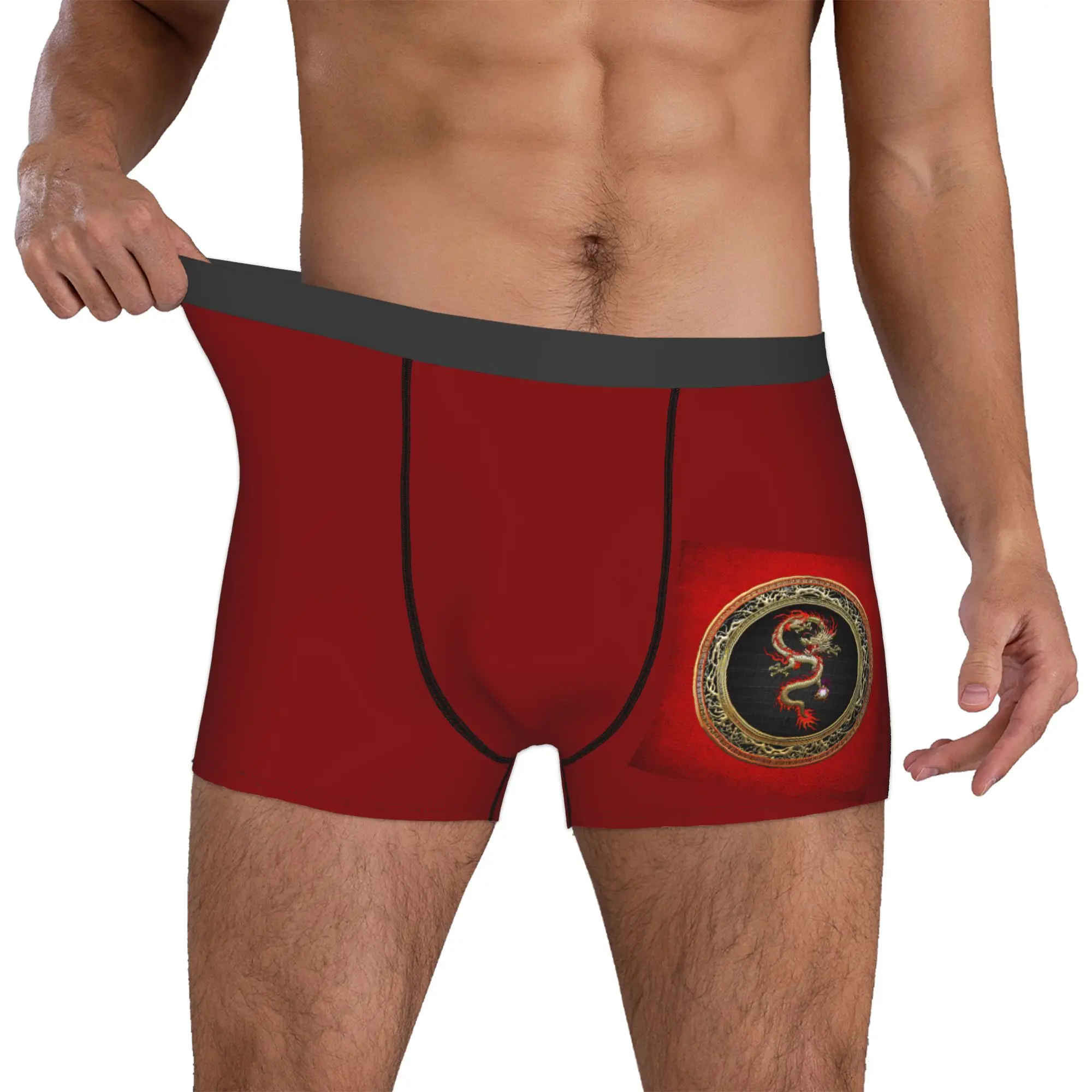 

Custom Golden Fucanglong Chinese Dragon Boxers Shorts Men's Asian Folklore Mythology Briefs Underwear Fashion Underpants