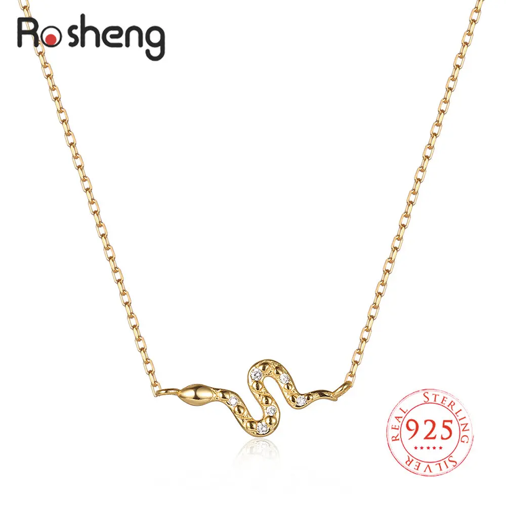 925 Sterling Silver Simple Crooked Snake Pendant Necklace for Women Girl's Clavicle Chains Fine Jewelry Gifts Accessories