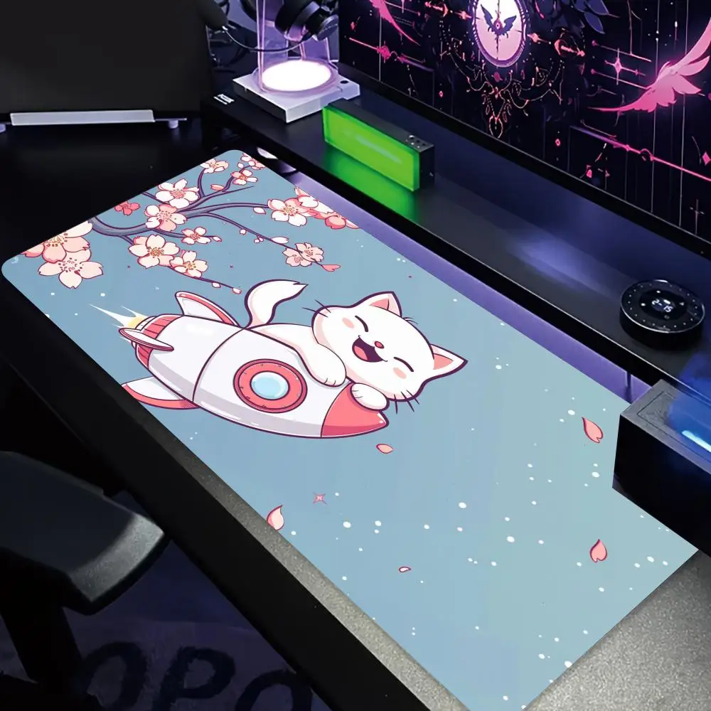 Kawaii Cat Design أنيمي ماوس الوسادة حصيرة مكتبية لوحة الألعاب ملحقات الكمبيوتر لوحة المفاتيح منصات الماوس مكتب السجاد XXL منصات الماوس