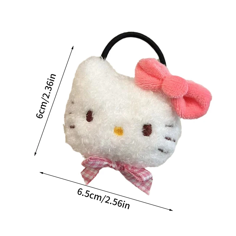 Cute Sweet KT Cat Plush Hair Ring Hello Kitty Scrunchies Elastic Hair Rope For Girls Headwear Hair Accessories