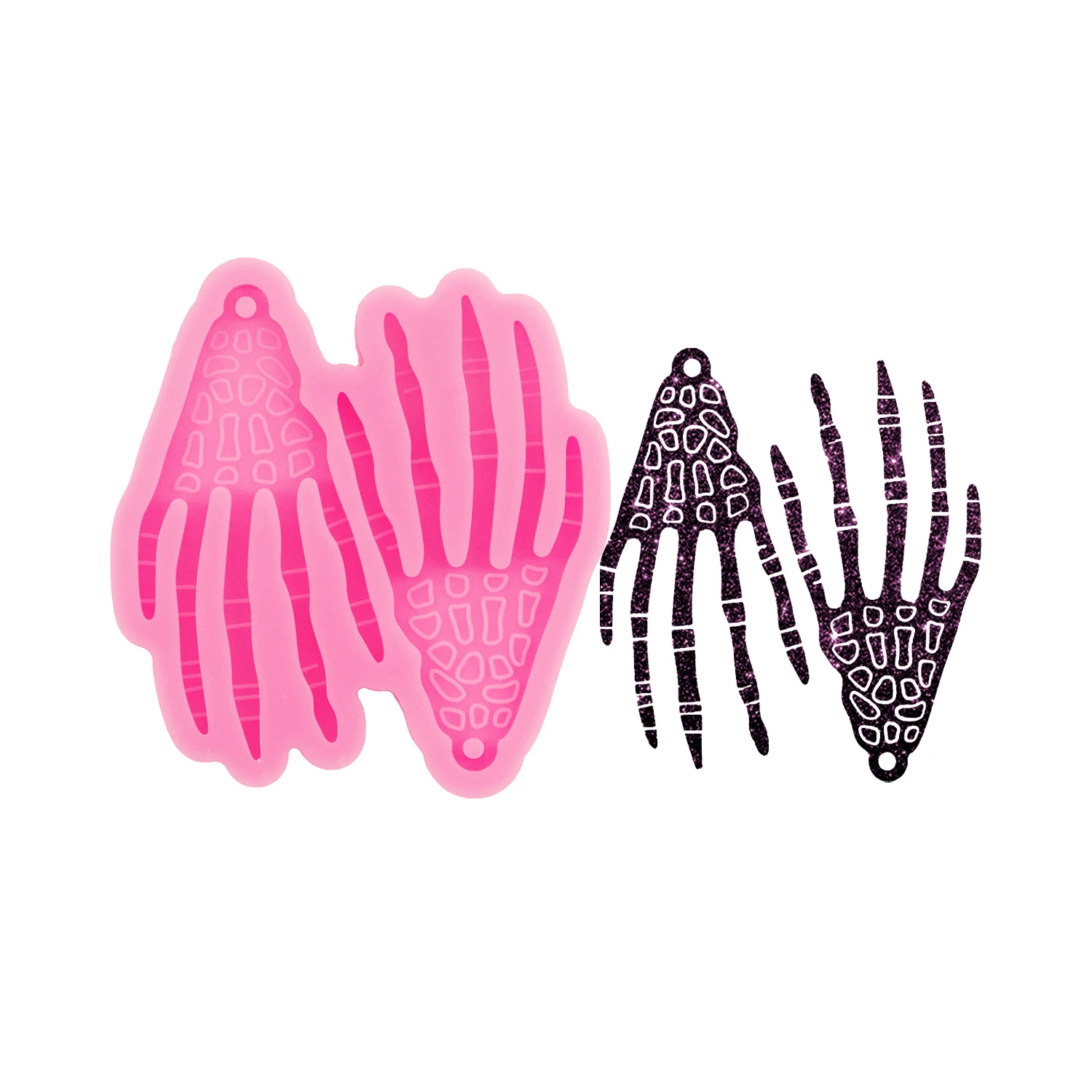 Halloween DIY Silicone Earring Skeleton Palm Molds Epoxy Resin Jewlery Making Tools