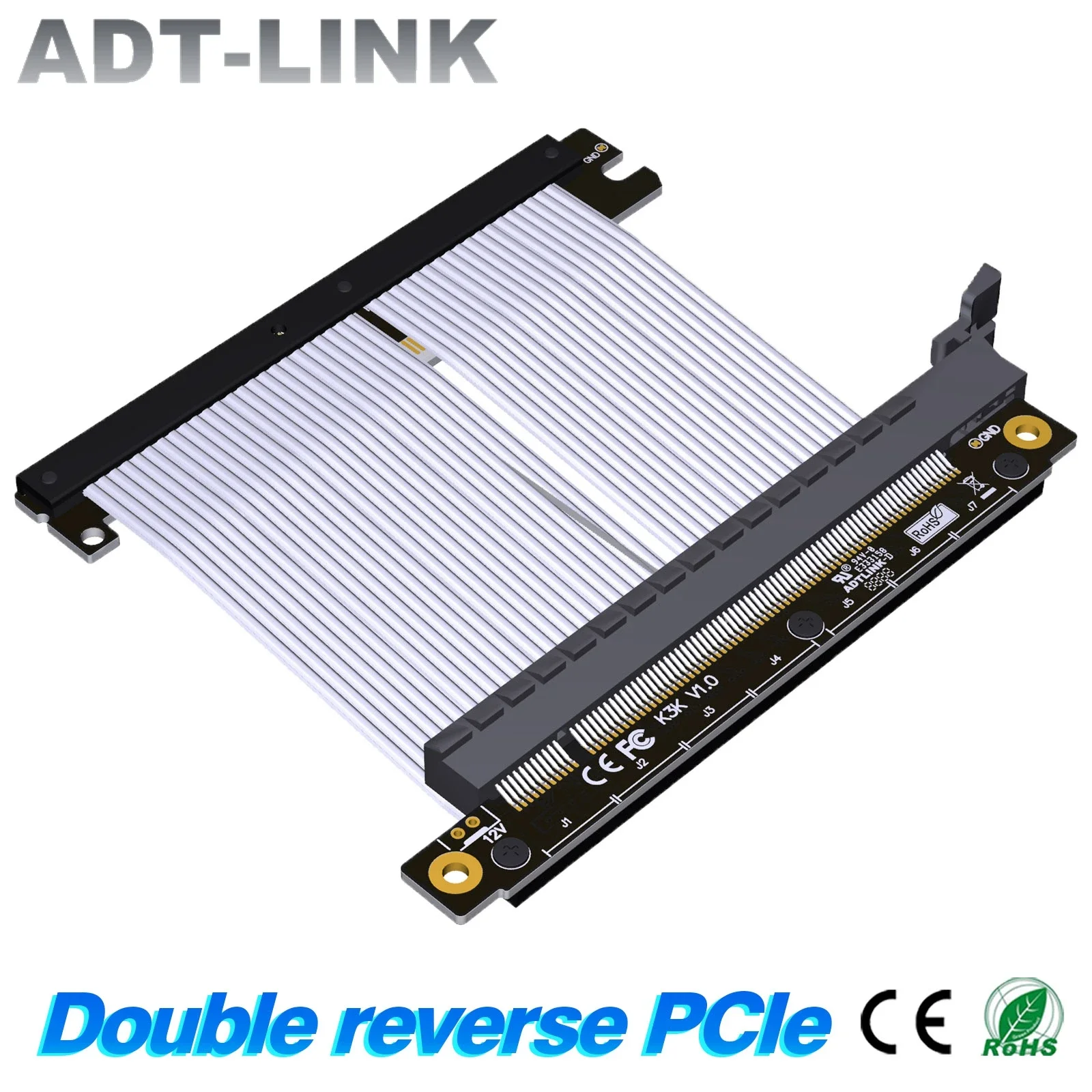 ADT Single Double Reverse PCI Express 4.0 5.0 Riser Extension Cable Gen4 Gen5 GPU for Graphics Card Extender ITX A4 Mini Chassis