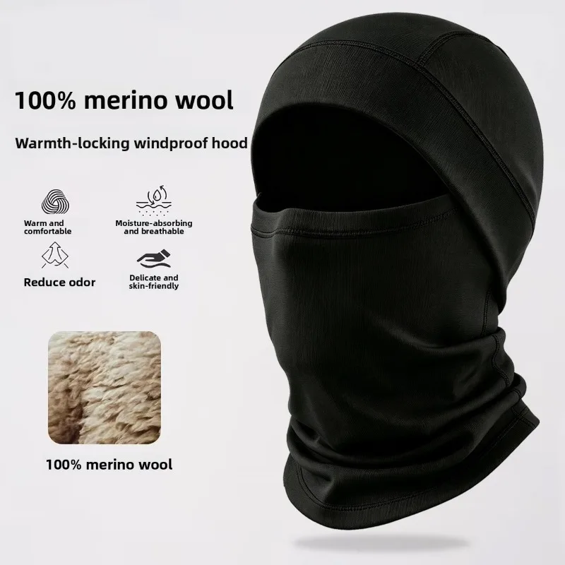 Winter Ski Warm Hood Balaclava Merino Wool Breathable Windproof Face Mask for Outdoor Cycling Cold Weather Men Women