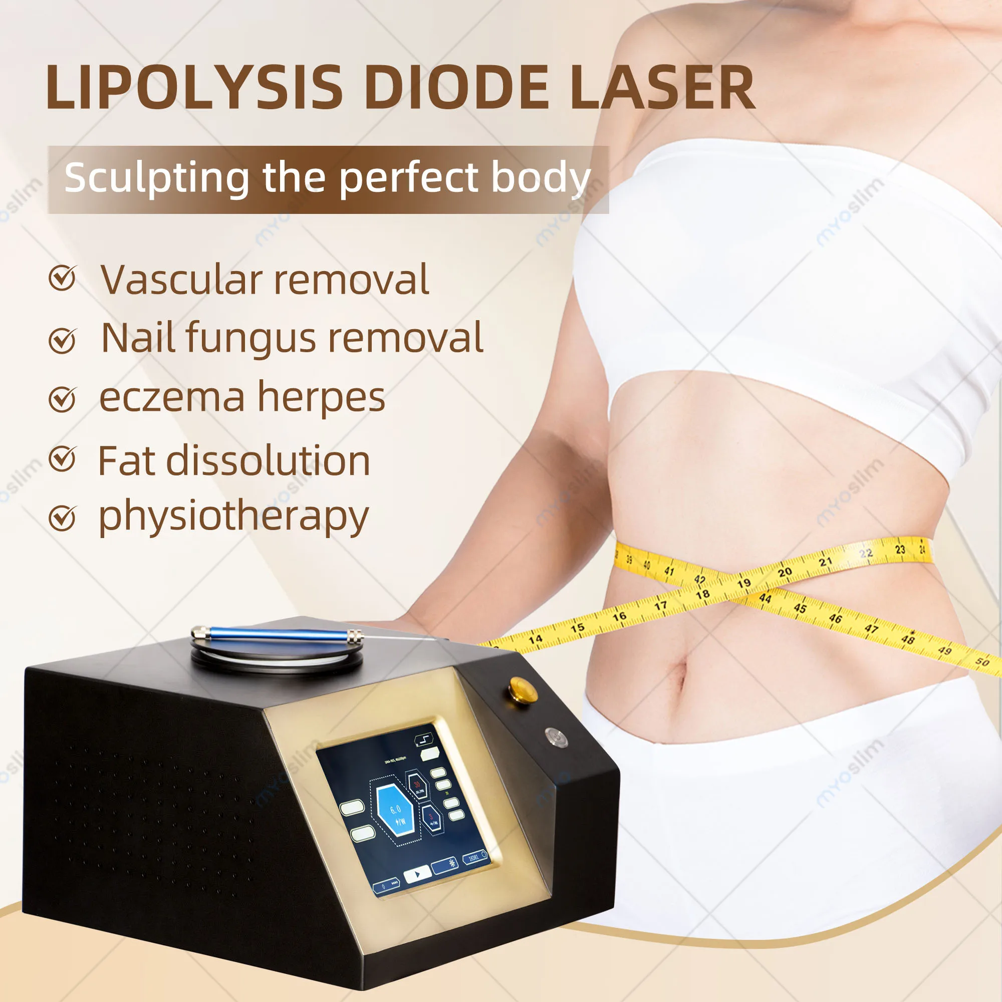 Lo último en hongo vascular para uñas con láser de diodo de 30W y 980nm, instrumento de belleza con estampado de araña vascular con láser de diodo 980