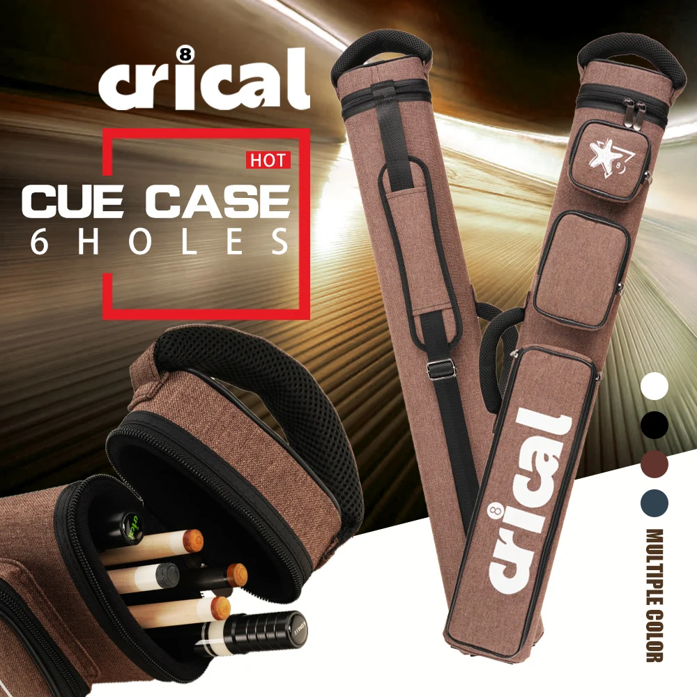 CRICAL Pool Cue Case 2Butts 4Shafts Hard Waterproof Billiard Bag 86cm Length Oxford Cloth Wear-Resistant Billiard Accessories