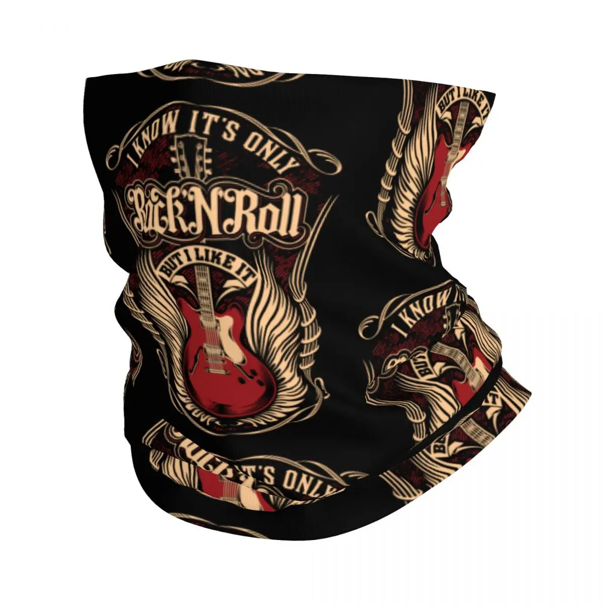 Custom It's Only Rock And Roll Bandana Neck Gaiter for Hiking Running Women Wrap Scarf Heavy Metal Guitar Music Headband Warmer