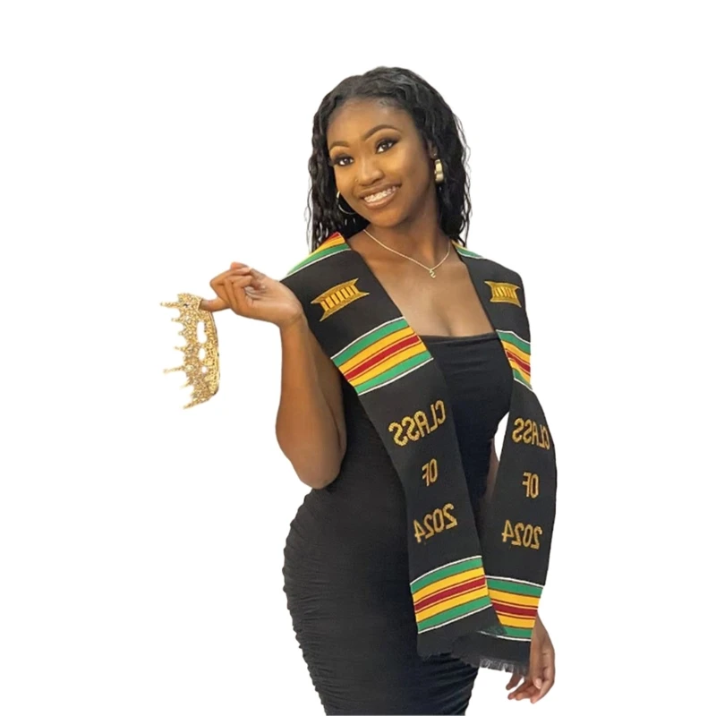 Colorful Stripes Black Graduation Sash Stole Photo Props for Valedictorian DropShipping