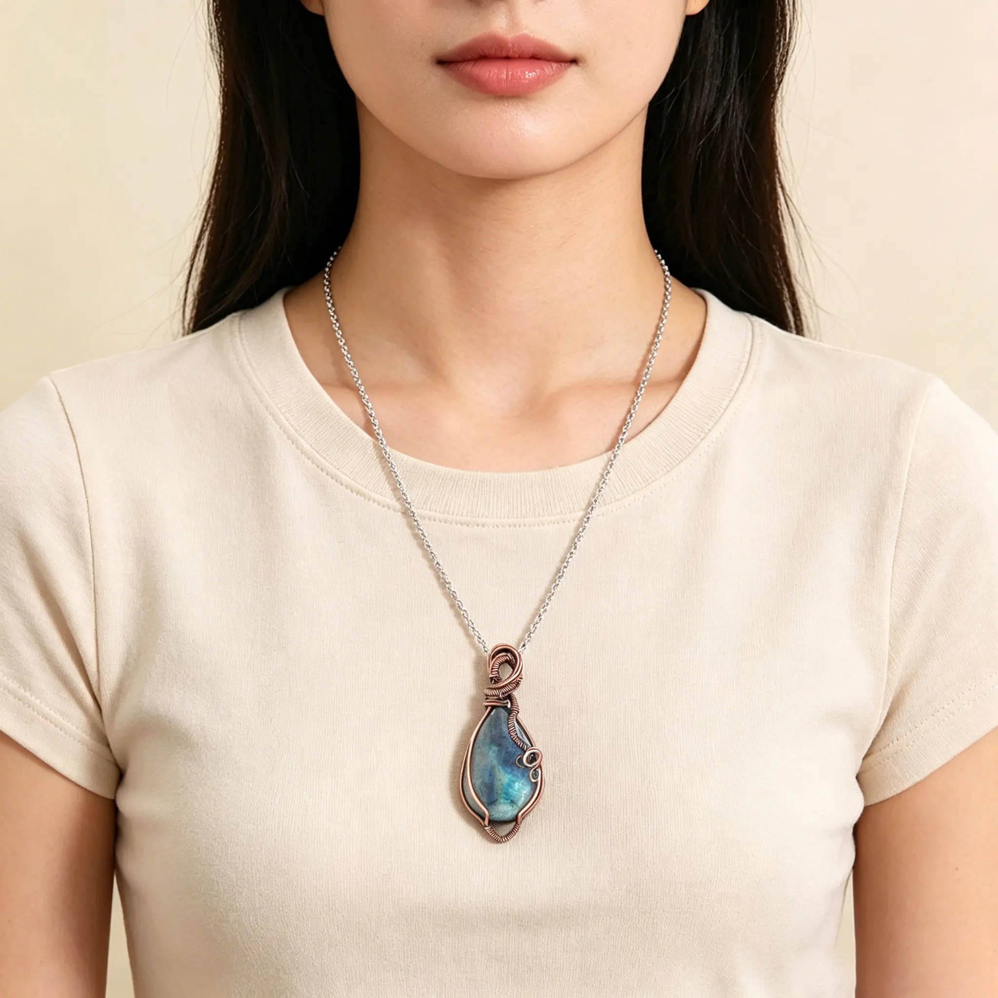 Women's Handmade Labradorite Pendant Necklace, Unique Design