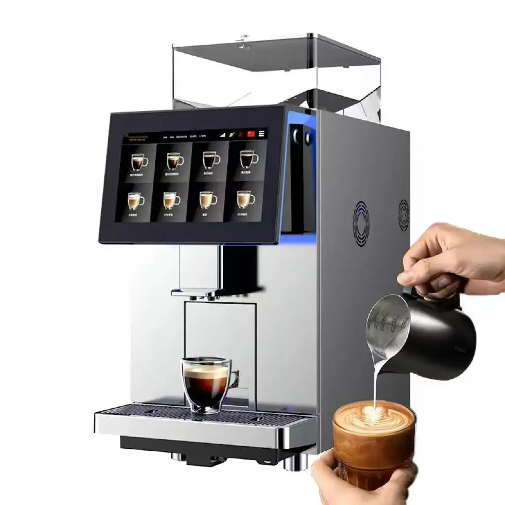 Fully Automatic Electric Dual Boiler Espresso Coffee Machine Ceramic Flat Burrs 9 Grind Sizes 19Bar Pump App-Controlled Smart