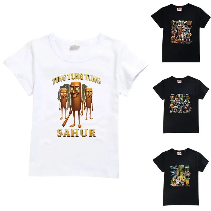 أطفال تونغ تونغ الصحور الملابس Tralalero Tralala الصيف الفتيان القطن تي شيرت Fastion Bby الفتيات قصيرة الأكمام ملابس خارجية الأطفال بلايز
