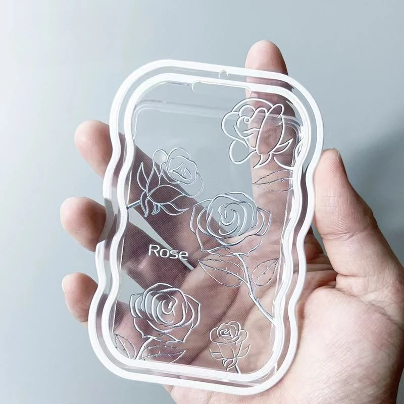 Rose Pattern Transparent Card Holder Bus Card Protection Cover Photo Card Cover Student ID Cover Spring Pendant Keychain