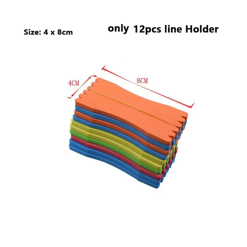 12Pcs Angeln Führer linie Halter EVA Schaum Winding Board Spule Fisch Haken Keeper Lagerung mit Pins Tackle-Tool Zufällige farbe – Detail 13