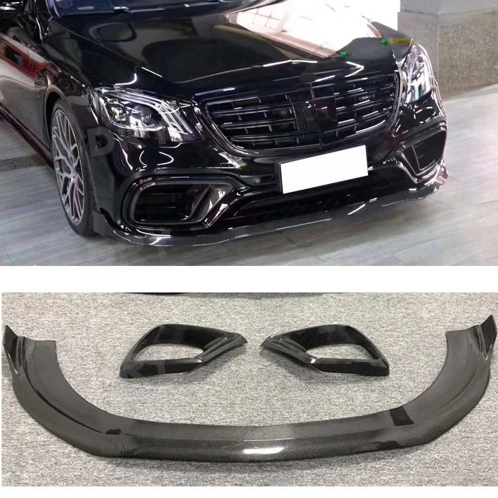 Paraurti anteriore in fibra di carbonio Air Vent trim copertura parafango diffusore posteriore Spoiler per bagagliaio per Benz classe S W222 S63 S65