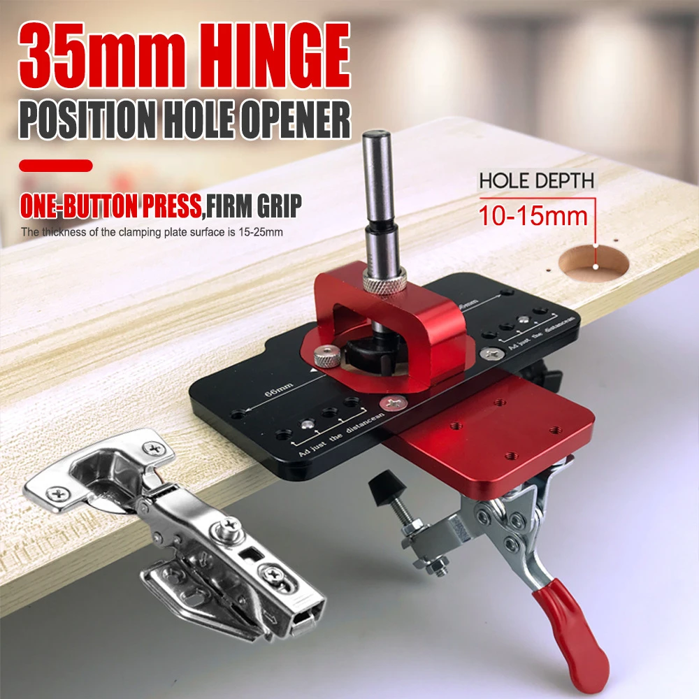 Woodworking Hole Opener Locator Door Cabinet 35mm Concealed Hinge Drilling Jig Guide Hinge Hole Drilling Guide Carpenter Tools