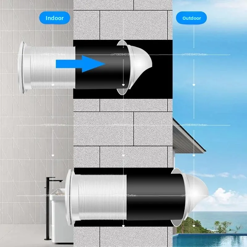 Wall-mounted Through-wall Integrated Bidirectional Exhaust Fan Ventilator for Kitchen Bathroom Chess Room Duct Vent Fan