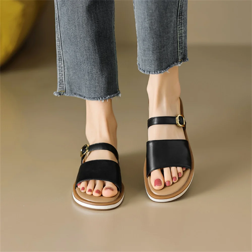 FEDONAS Leisure Women Genuine Leather Sandals Flats Heels Summer Comfort Casual Shoes Woman Outdoor Slippers Female Flats Sandal