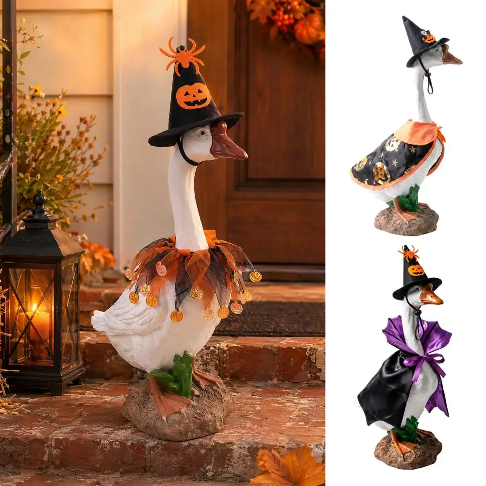 Porch Goose Costume Halloween Goose Decoration Halloween Goose Outfit Set Pumpkin Spider Pointed Hat Costume Lawn Festive for 23