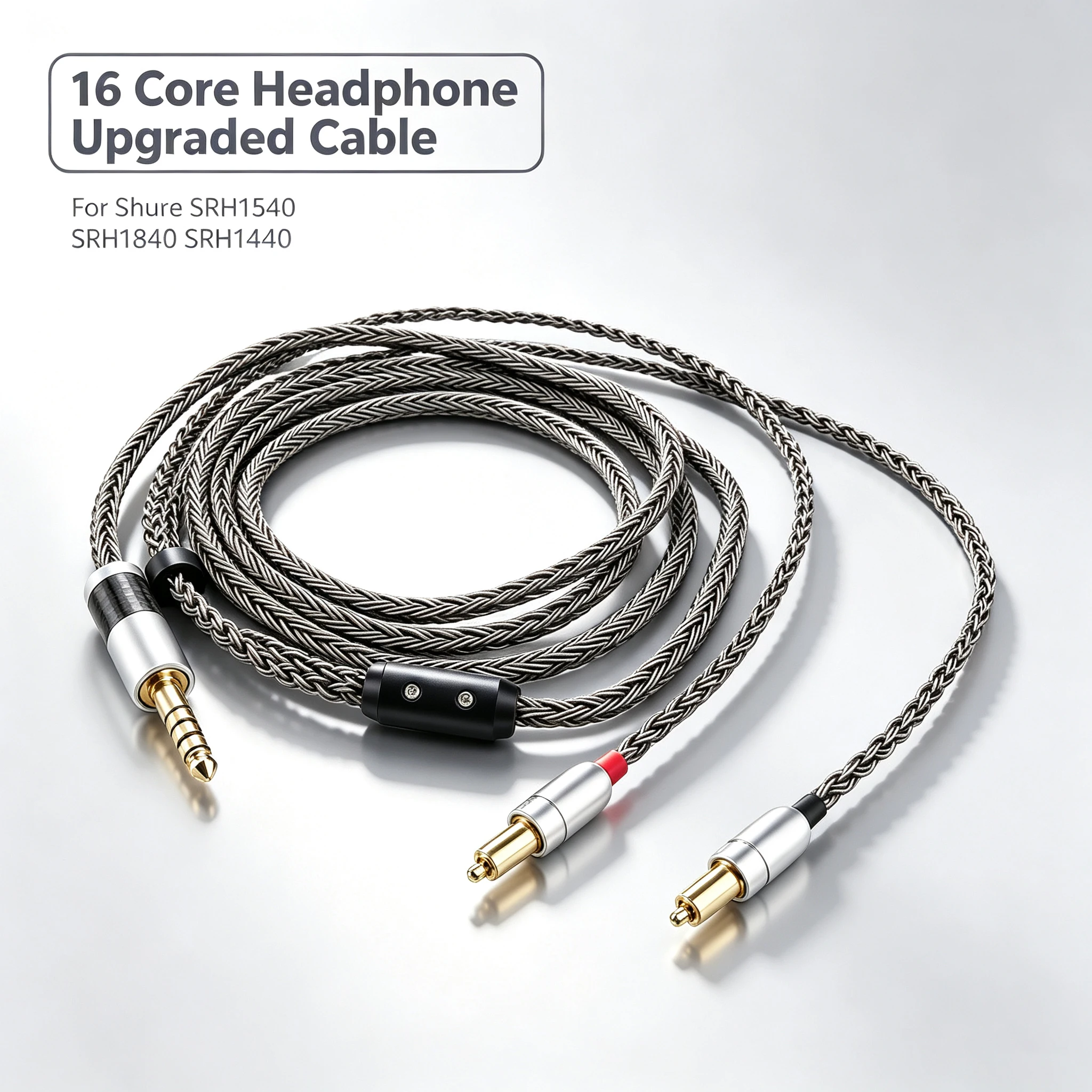 High Fidelity 16 Core OCC Headphone Cable 2.5mm 3.5mm 4.4mm XLR Earphone Wire for Shure SRH1440 SRH1540 SRH1840