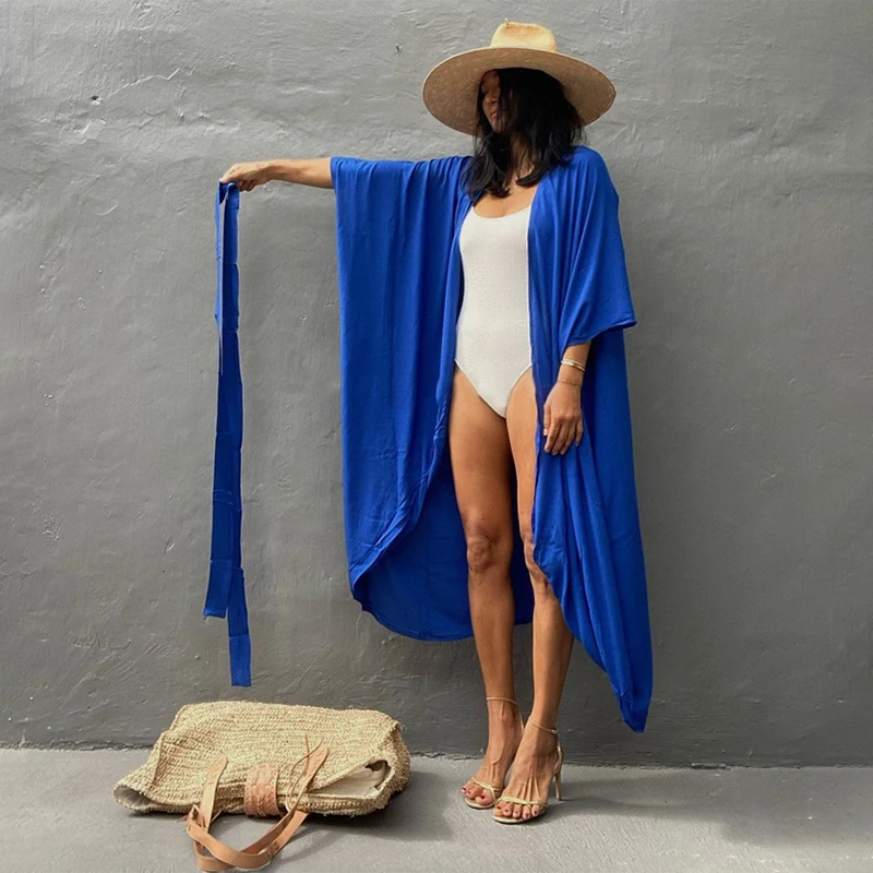 Para Praia 기모노 2025 비치 로브 맥시 롱 드레스 코튼 비키니 커버 업 비치웨어 사롱 여성 루즈 카디건 수영복 커버