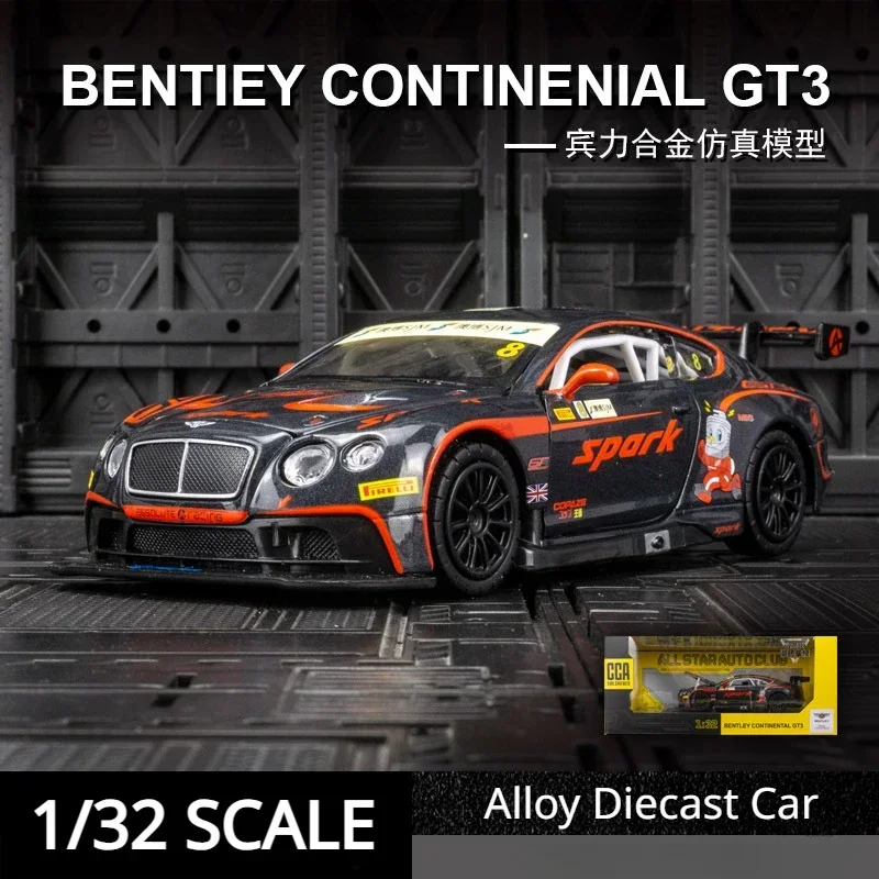 1:32 Bentley Continental GT3 Legierung Druckguss Sport Rennwagen Modell Metall Spielzeug Fahrzeug Sound & Licht zurückziehen Geschenke für Kind