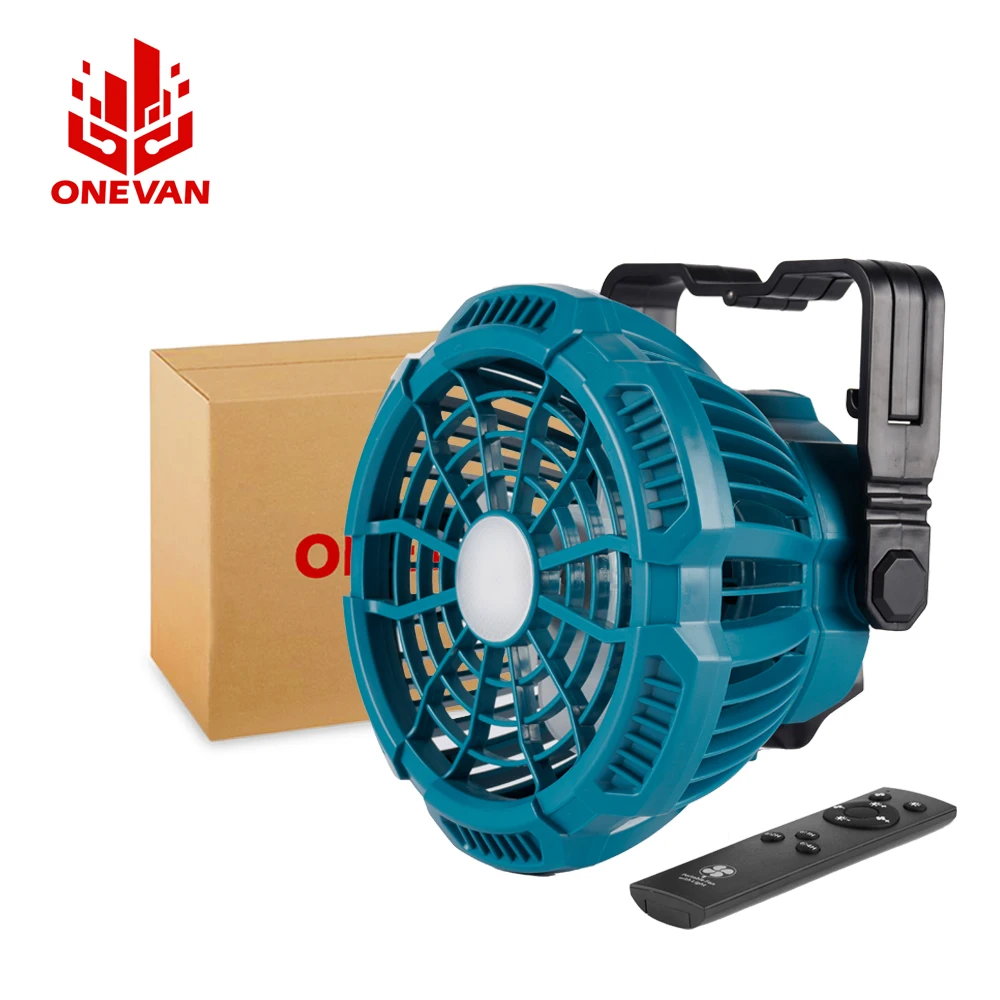 ONEVAN Camping พัดลม 9W LED 3 เกียร์โคมไฟเหมาะสําหรับ 21V 18V แบตเตอรี่ลิเธียมไอออนแบบพกพาพัดลมมือถือพร้อม IR Remote