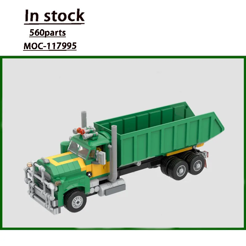 

MOC-117995 Classic New Green Dump Truck Building Blocks Model, 560 Pieces, Creative Birthday Toy Gift for Boys and Children