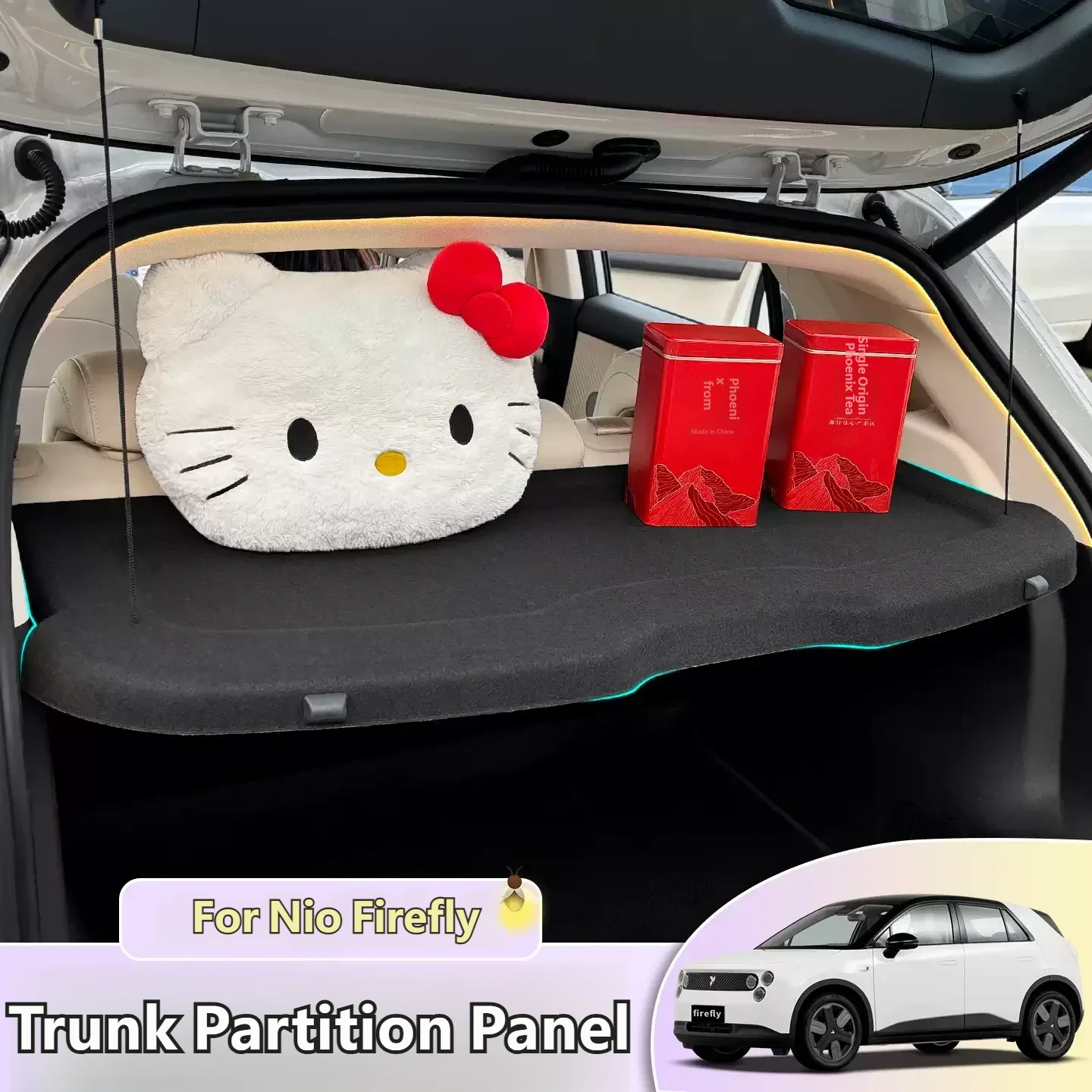 For Nio Firefly Car Rear Trunk Snap-on Cargo Cover Partition Storage Panel Trunk Shielding Shade Car Interior Accessories