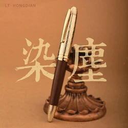 LT Hongdian 6016 Golden Metal Rosewood pen holder E, EF, Bent Nib, business office fountain pen men and women gifts