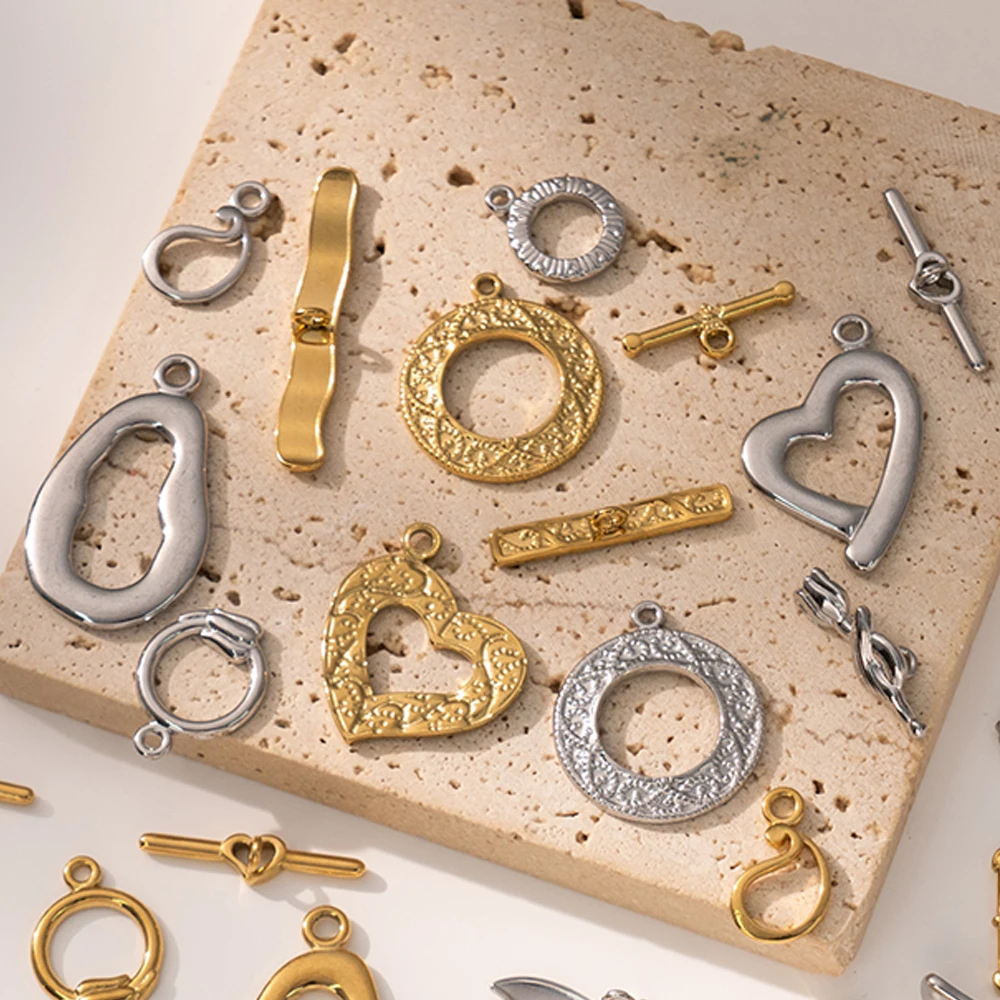 5 Sets Gold Color Stainless Steel OT Toggle End Clasp Buckle Connectors for DIY Bracelet Necklace Jewelry Making Supplies Crafts
