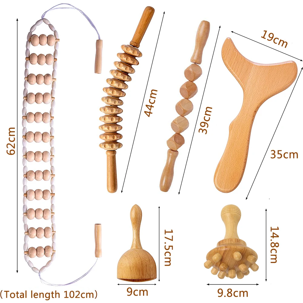 Kit de maderoterapia de madera profesional, herramientas de masaje de terapia de madera, Kit completo, drenaje linfático anticelulítico, relajación