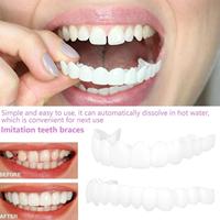 2pcs Men Women Temporary Teeth Veneers Upper Lower Veneers Teeth Temporary Smile Improver Reusable Fake Teeth Cover Brightening
