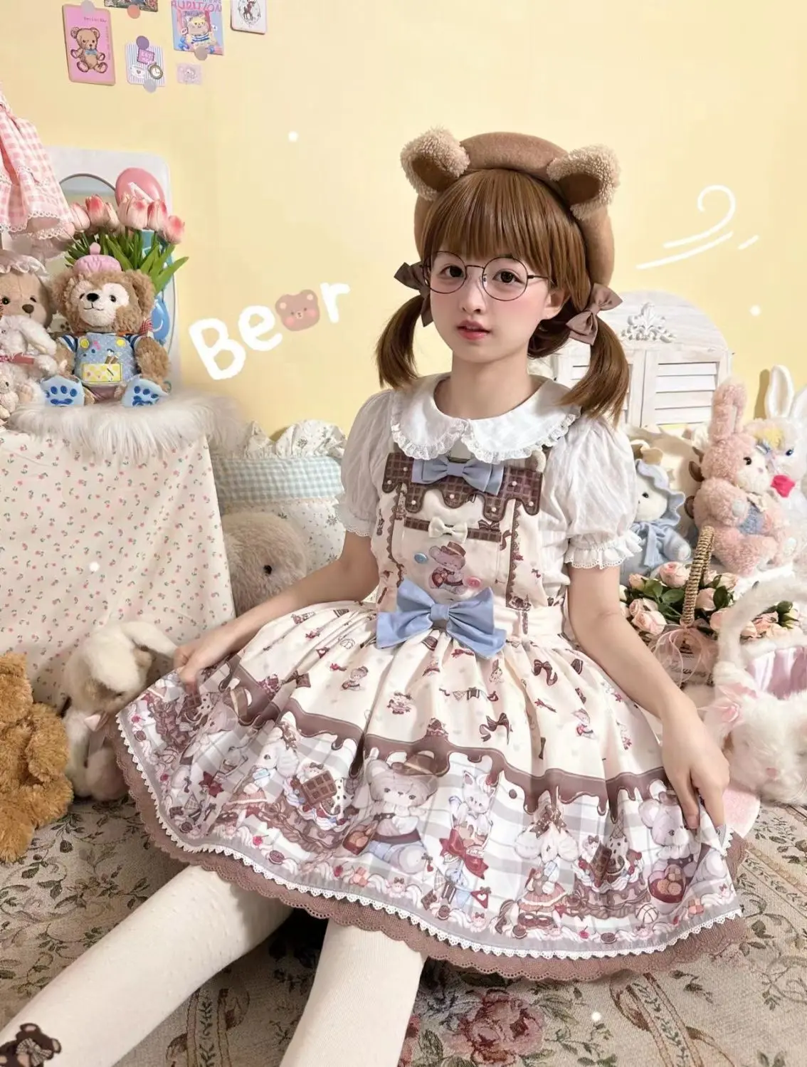 

Платье-сарафан SOIOMES в стиле лолита «Лесной медвежонок» с милым принтом для весны и лета