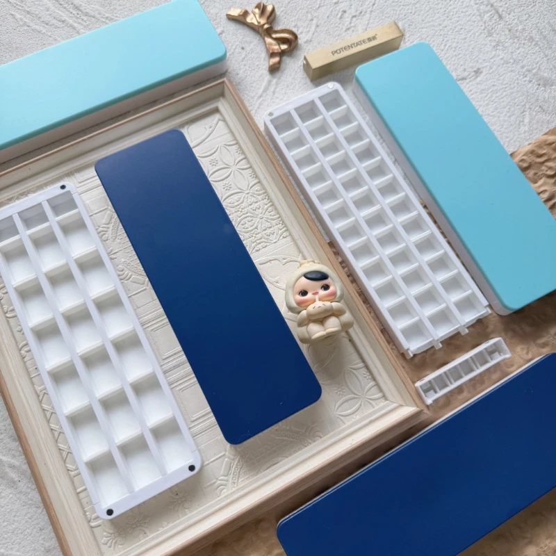 Portable Watercolor Palette Box with Removable Card Slots Stackable Paint Organizer Travel Artist Art Supplies Painting Tools