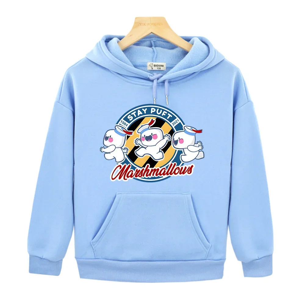 Ghostbusters Kids Clothes Girls Hooded Sweater Marshmallows Hot Sale Kawaii Hooded Pocket Pullovers Cartoon Children Sudadera