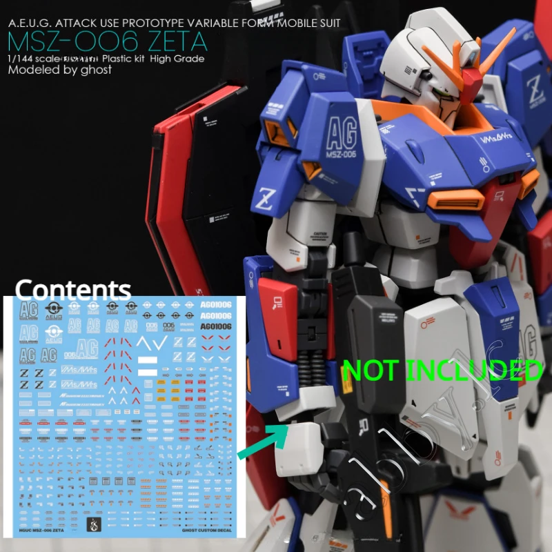 for HG UC 1/144 MSZ-006 Zeta Z 2017 ver. Revive High Grade Water Slide Pre-Cut UV Light-Reactive Decal Mobile Suit 0087 GEP