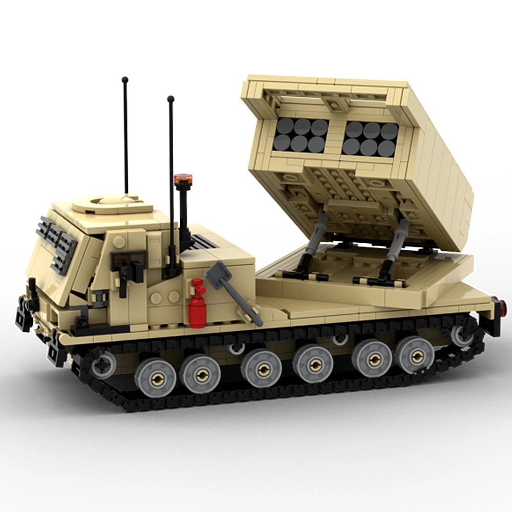 US Army M270 MLRS Armored Vehicle Building Block Military Theme Off-Road Model Missile Car DIY Brick Toy Birthday Gift Kid Adult