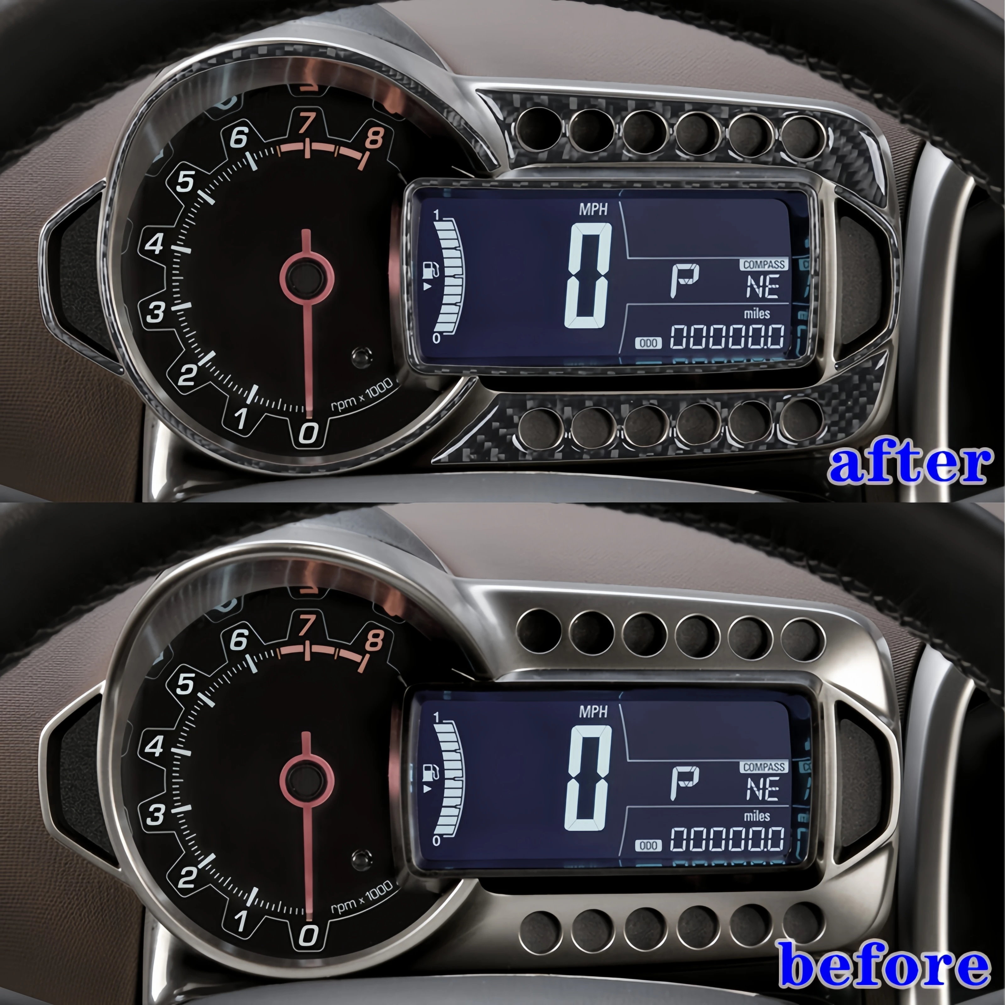 For Chevrolet Sonic 2012-2016 Accessories Carbon Fiber Car Interior Instrument Speedometer Surround Frame Cover Trim Sticker Set