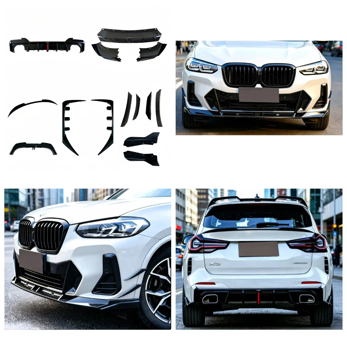 Body Kit for BMW X3 IX3 G01 G08 2022 2023 2024 ABS Gloss Black Front Lip Rear Diffuser Side Skirts Spoiler Wing Trim Tuning