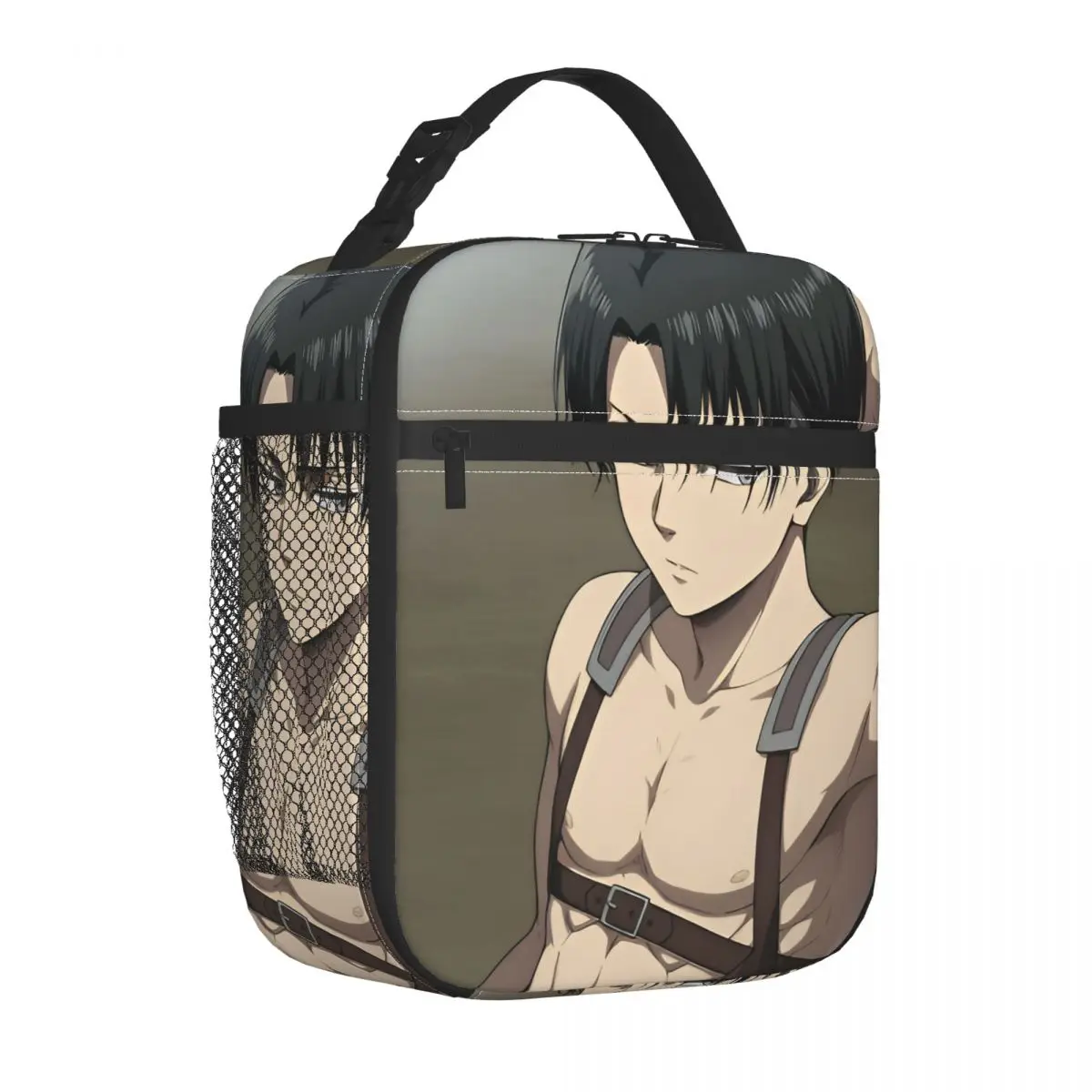 Levi Ackerman Anime AOT Insulated Lunch Bags Portable Reusable Cooler Bag Tote Lunch Box School Outdoor Bento Pouch