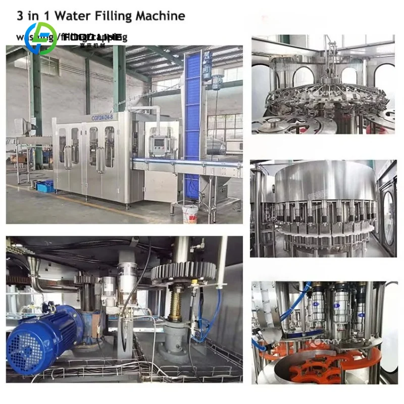 Customized High Accuracy Automatic Pure Mineral Water 3 in 1 Washing Filling and Capping Machine PET /Glass Bottle