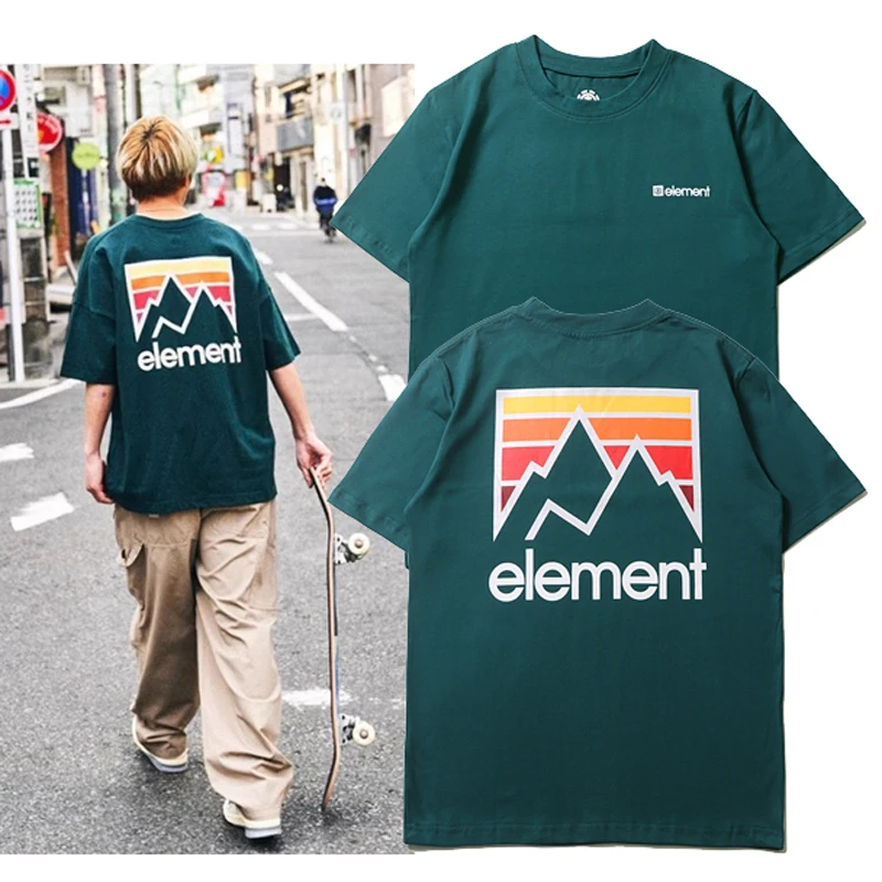 New Three Color Simple Letters Element T-shirt Summer Trend Skateboard Street Style ELEMENT Short-sleeved Top