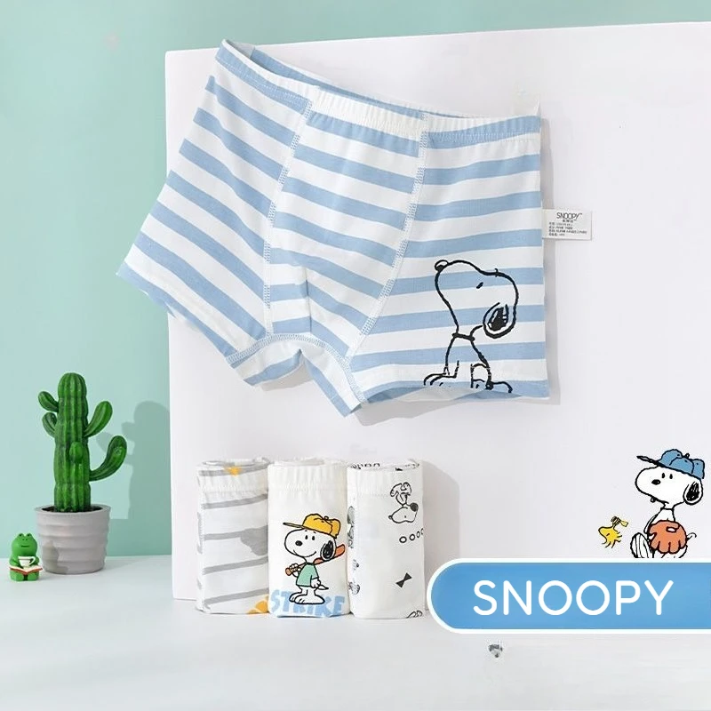 4Pcs Set Snoopy Cartoon Anime Boys Panties Cotton Boxer Shorts Boy Underwear Boxers Breathable Kids Underpants Plus Size cuecas