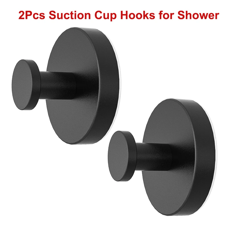 2Pcs Suction Cup Hooks for Shower Stainless Steel Bathroom Hooks Wall Mount Shower Hook for Towels Robe Loofah