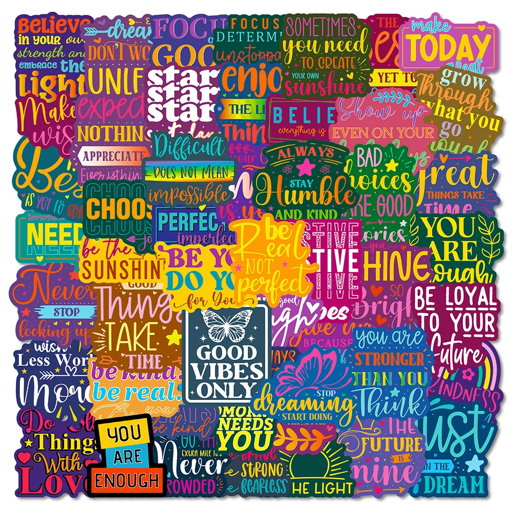 10/30/50 قطعة الملونة ملهمة العبارات الإنجليزية ملصقات مقاوم للماء الكتابة على الجدران حقيبة دفتر محمول الجمالية ملصق ديكور