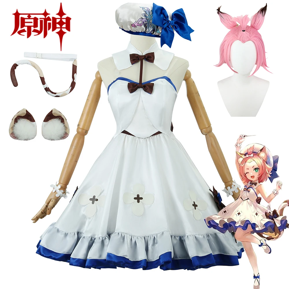 Genshin Impact Cosplay Costume pour femme, perruque déconnectée Diona, jeu, bande dessinée, robe, olympiques d'Halloween