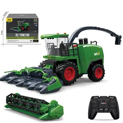 1:24 RC pilot samochodowy sterowanie Farm Harvester palenie przyczepa rolnicza LED 27MHZ Radio rolnik RC ciągnik elektroniczna zabawka chłopiec prezent